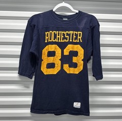Vtg Champion T-Shirt Jersey Shirt Blue 80s University of Rochester Football NY