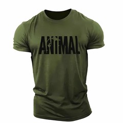 Men Muscle Gym T-Shirts Short Sleeve Workout Athletic Bodybuilding Animal Tee