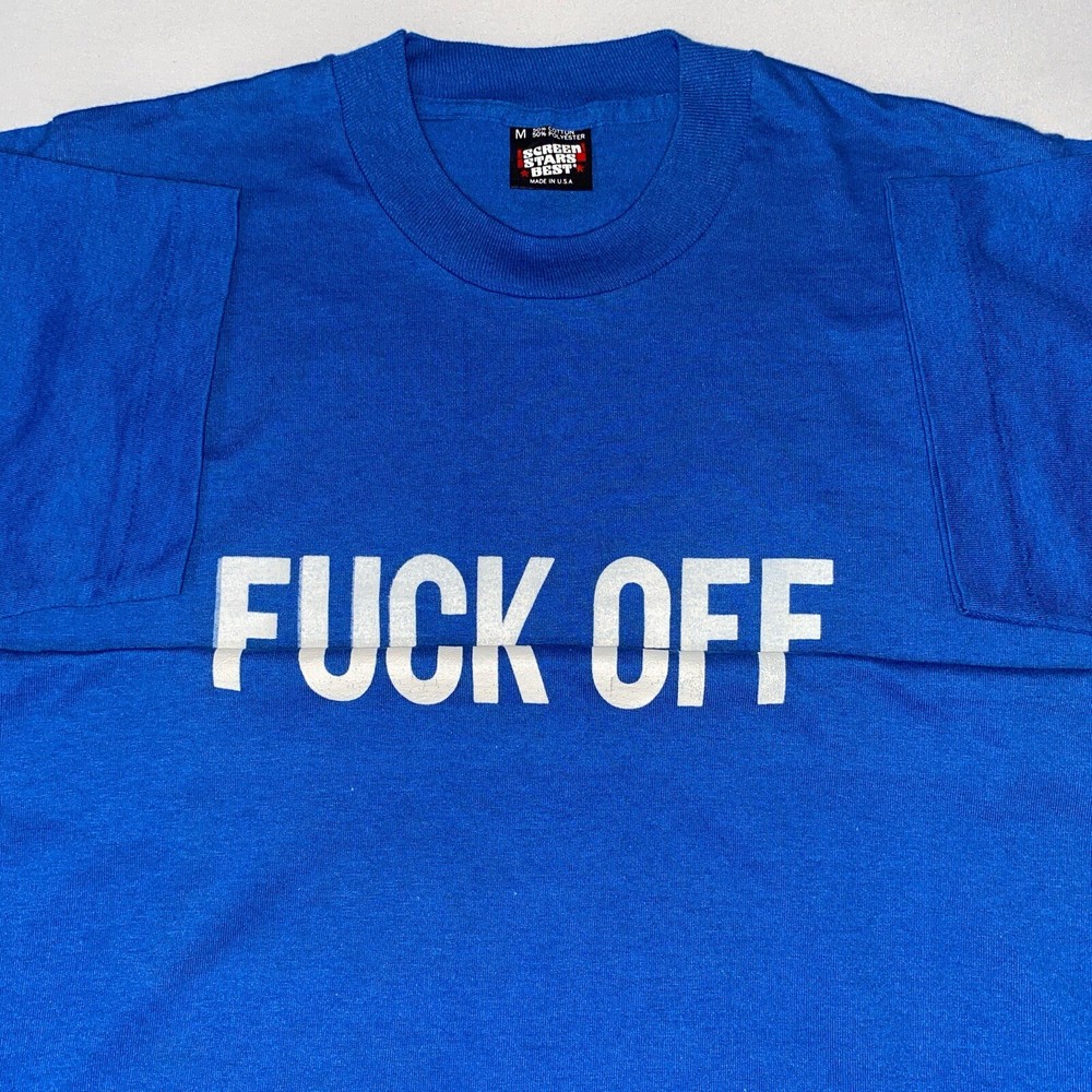 Vintage 90s Humor Quote Fold Up T-shirt Size M Blue Single Stitch Grunge Skater