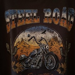 Hollister Shirt Med Adult Black Steel Road Red Desert Motor Biker Logo Mens M