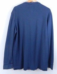 Foundry Men’s Henley Thermal Shirt Size XLT Blue Long Sleeve Waffle Knit