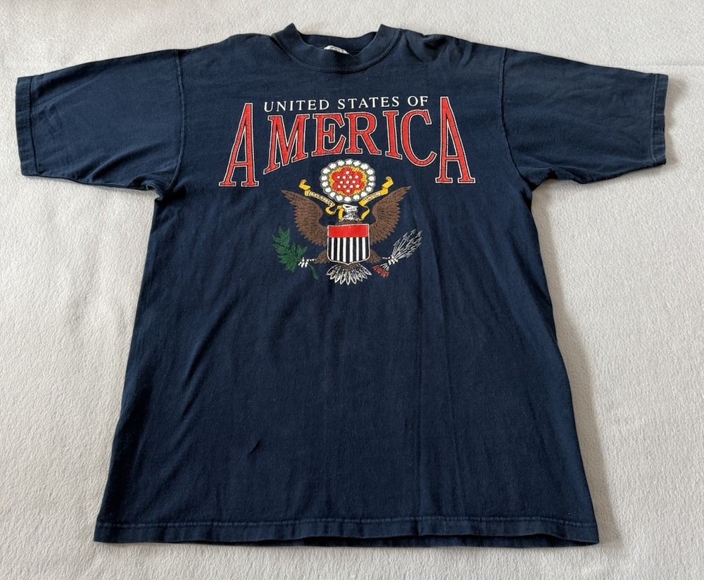 VTG 90’s Galt Sand USA America Eagle Crest T-Shirt MADE IN USA Patriotic Sz L