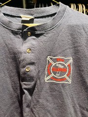Vintage Anvil Cotton Illinois Fire Association 1986 Long Sleeve Henley Shirt