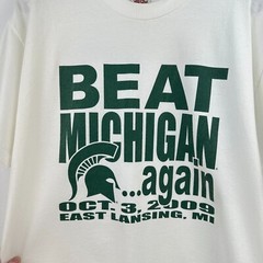 Vintage Alstyle Tshirt Mens L White Green Beat Michigan Football Short Sleeve