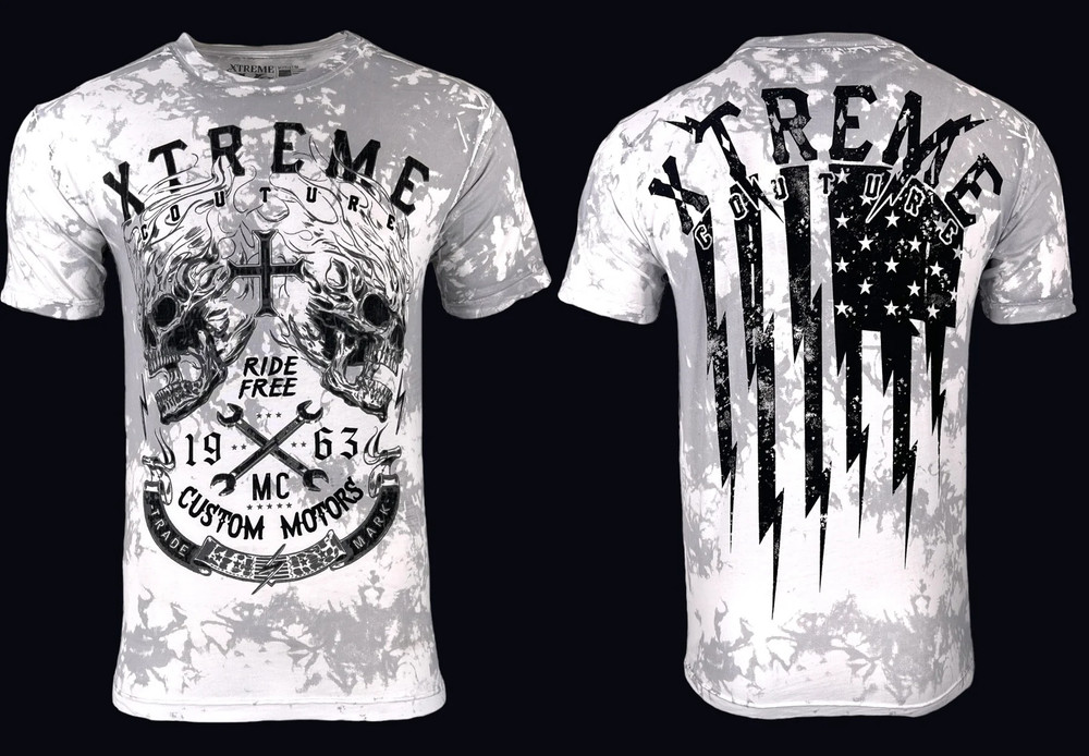 Xtreme Couture By Affliction Men’s T-shirt Blazing Roadway Skull S-5XL