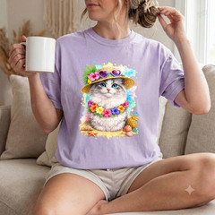 Comfort Colors® Kute Kitten Summer Cat Beach Tropical Vacation Hawaiian T-Shirt