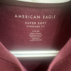 American Eagle Super Soft Standard Fit Graphic Logo Burgundy Crew Tee, Men S