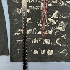 VTG MMA Elite Men Y2K Skull Cross Graphic Long Sleeve Thermal Shirt Size M Black