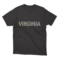 VIRGINIA Black T-Shirt | Silver Holographic / Hologram Text