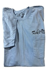 Salt Life Blue Men’s T-Shirt Cotton Fish Graphic Pocket Short Sleeve Size Large