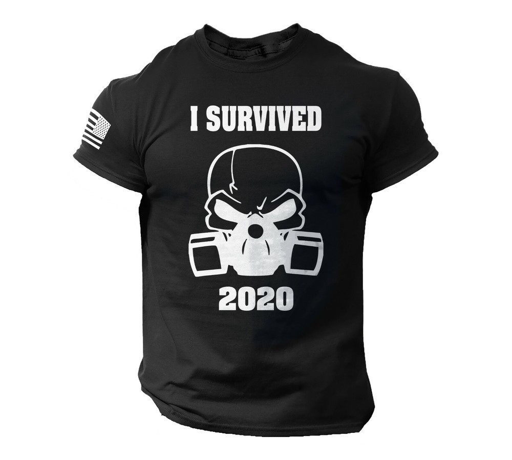 I Survived 2020 Skull T Shirt USA Flag Fighter T Shirt American Courage