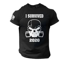 I Survived 2020 Skull T Shirt USA Flag Fighter T Shirt American Courage