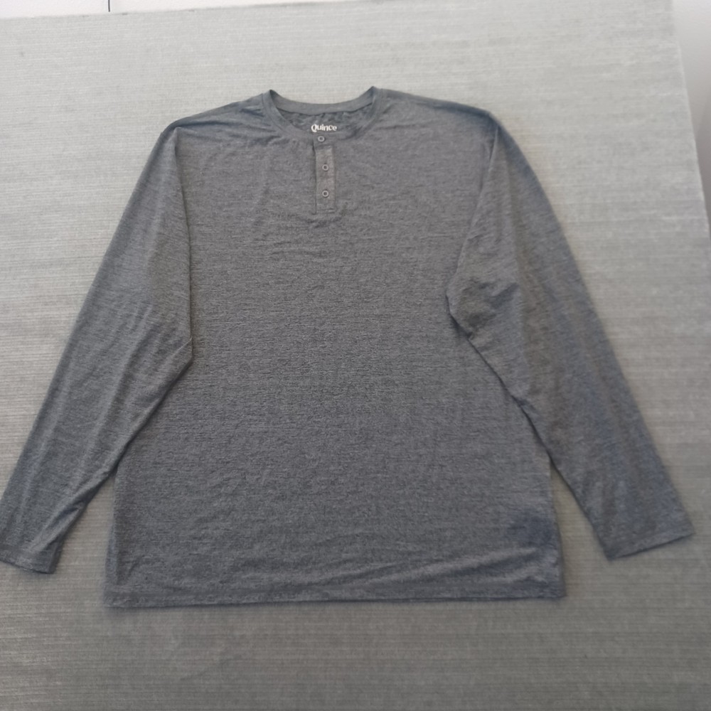 Quince Henley Shirt Men XXL Flowknit Ultra Soft Long Sleeve Performance Gray