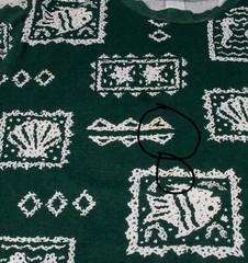 Vintage 1980/90s Ocean Beach Sea Shell Fish All Over Print AOP Green Shirt XL/2X
