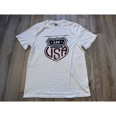 Lee Mens Premium Denim Original USA Graphic T-Shirt White Medium Regular Fit