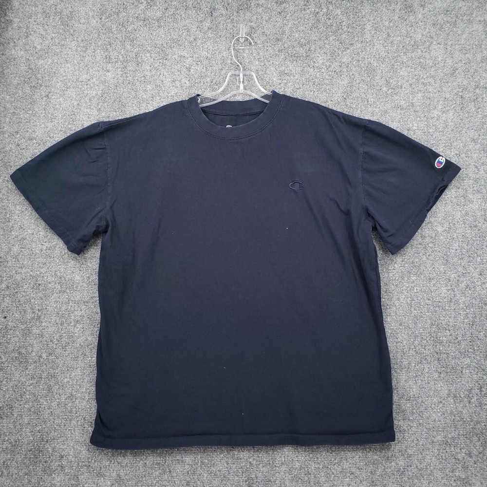Champion T-Shirt Mens 1XL Blue Athleticwear Crew Neck Short Sleeves Cotton