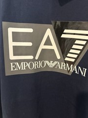 Armani EA7 Logo Graphic Print Tee Blue Crew Neck Short Sleeve Sz XL