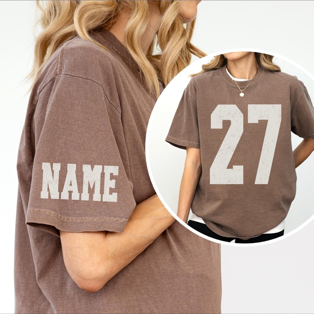 Comfort Colors Custom Name and Number Shirt, Custom Football Number T-Shirt