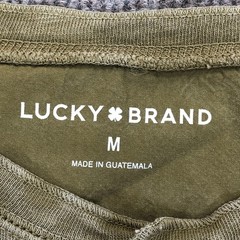 Lucky Brand Shirt Mens Medium Green Long Sleeve Henley Tagless Jersey Tee Sample