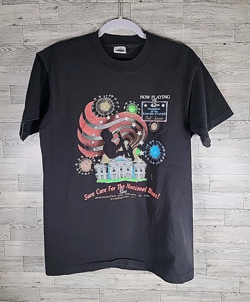 1993 Bill Clinton Inauguration Day Shirt Large Saxophone President USA ANVIL