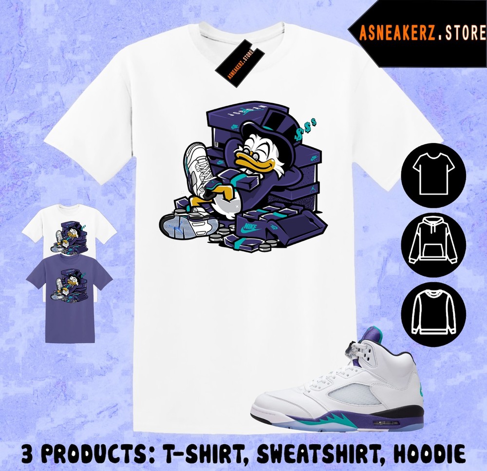 Shirt To Match AJ 5 Grape 2025 Sneaker Matching Tee Sneakerhead Scrooge T-Shirt
