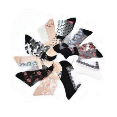 10 Pairs Women’s Spring Summer Floral Transparent Thin Short Silk Socks