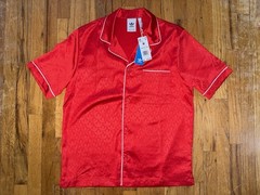 NEW WT Adidas Men’s Satin Shirt Monogram Size MEDIUM Shiny Glanz Button Down