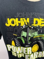 John Deere Power To The Farmer Black Graphic T-Shirt Large