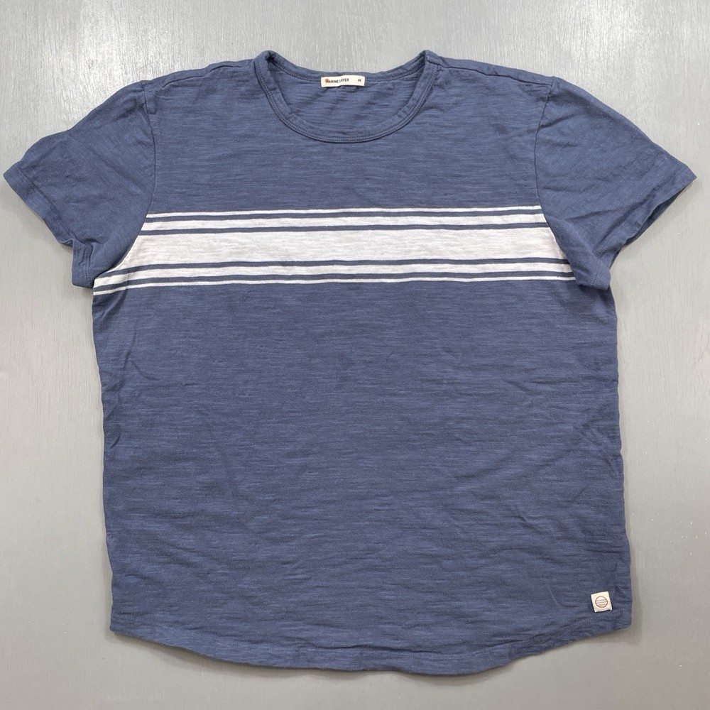 Marine Layer Shirt Mens Medium Slub Cotton Crew Striped Casual Beach Surf Tee T