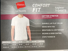 NEW HANES ULTIMATE 4 TAGLESS T-SHIRTS COMFORT FIT COTTON STRETCH SZ L WHITE 3621
