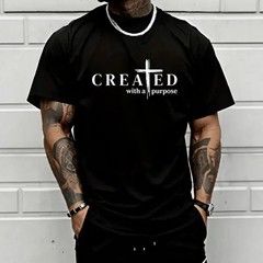 Men’s “Created with a Purpose” Christian graphic T-shirt, faith quote print tee