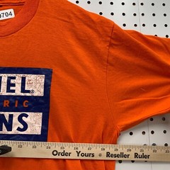 Vintage 80s Lionel Electric Shirt Mens FITS Medium Orange Single Stitch 19×28.5