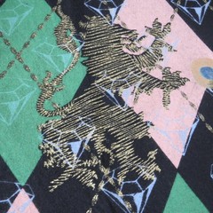 Christian Audigier SMALL Shirt Argyle Pink Green Gold Foil Ink Vintage LA