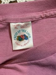 Vtg Retro Fruit Of The Loom Blank Pink T-Shirt Single Stitch USA XL Cotton As Is