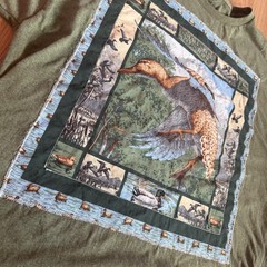 Mallard Duck Green Tee Sewn on Applique Handmade Size XXL