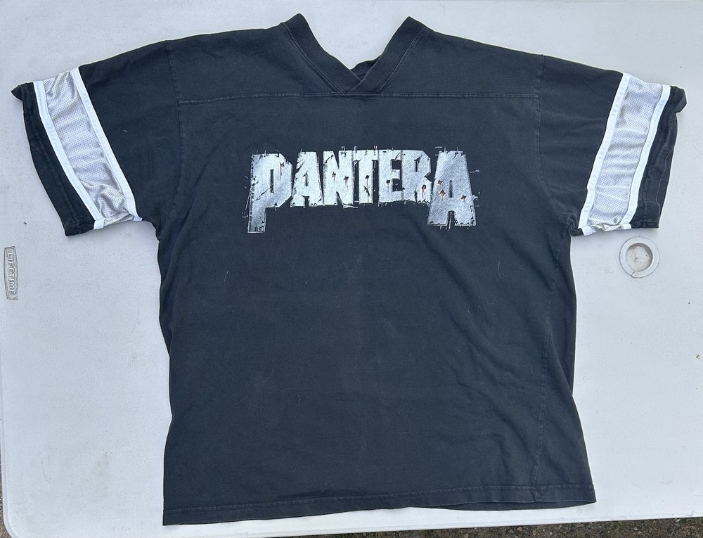 VTG Pantera Football Jersey Shirt XL Winterland Heavy Metal Band Tee Black VNeck