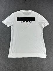 Helmut Lang Mens T Shirt Large White Censor Logo Made in USA Crewneck Stretch