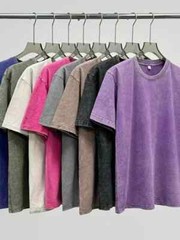 Summer Men’s Washed T-Shirts 230G Heavy Cotton Vintage Faded Color Oversized