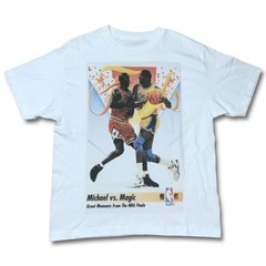 Michael Jordan VS Magic Johnson T-Shirt Men’s Medium White Cotton NBA Finals
