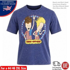 Beavis and Butt-Head Americana Shirt Men 2XL 44/46 Blue Mineral Wash Graphic Tee