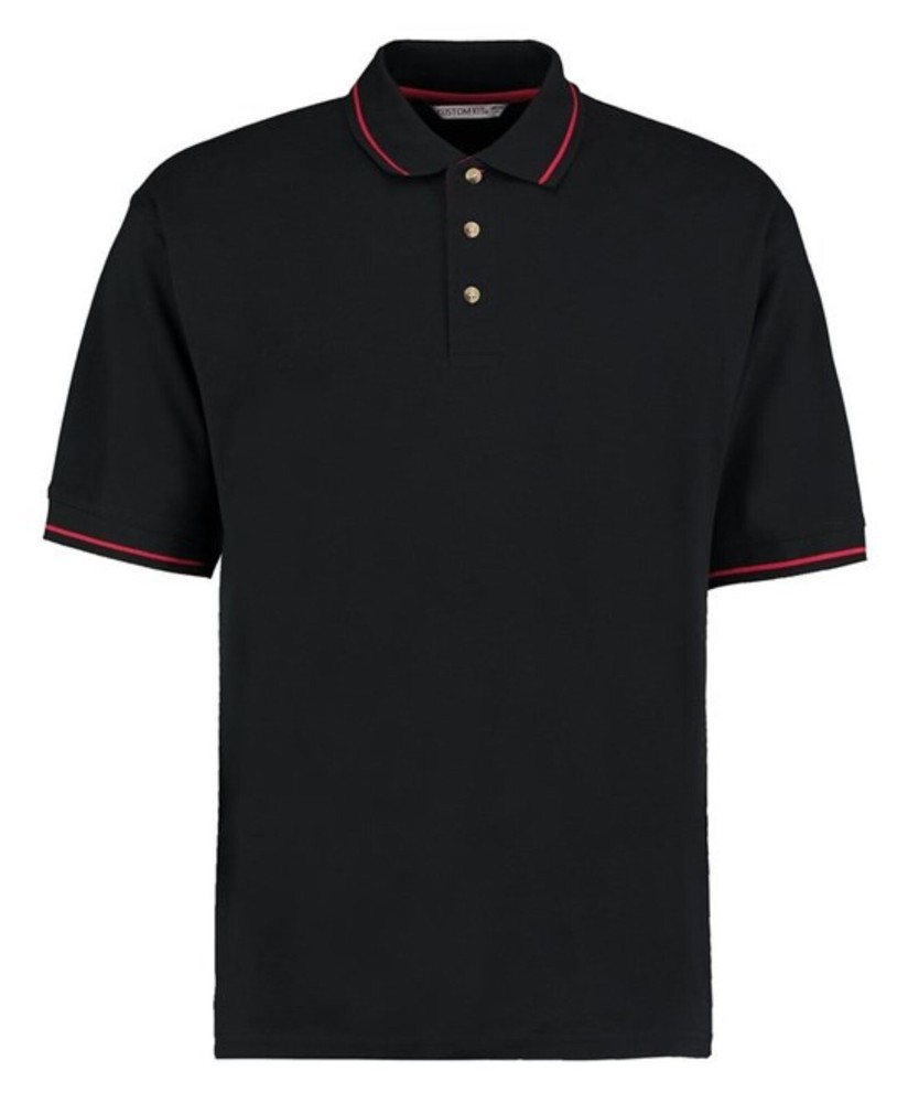 Mens Polo T Shirt Short Sleeve Contrast Striped Cotton Pique Casual Collared Top