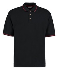 Mens Polo T Shirt Short Sleeve Contrast Striped Cotton Pique Casual Collared Top