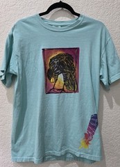 Unisex Teal Blue Artsy Art To Wear Crow Tee Shirt 100% Cotton Medium Birds Raven