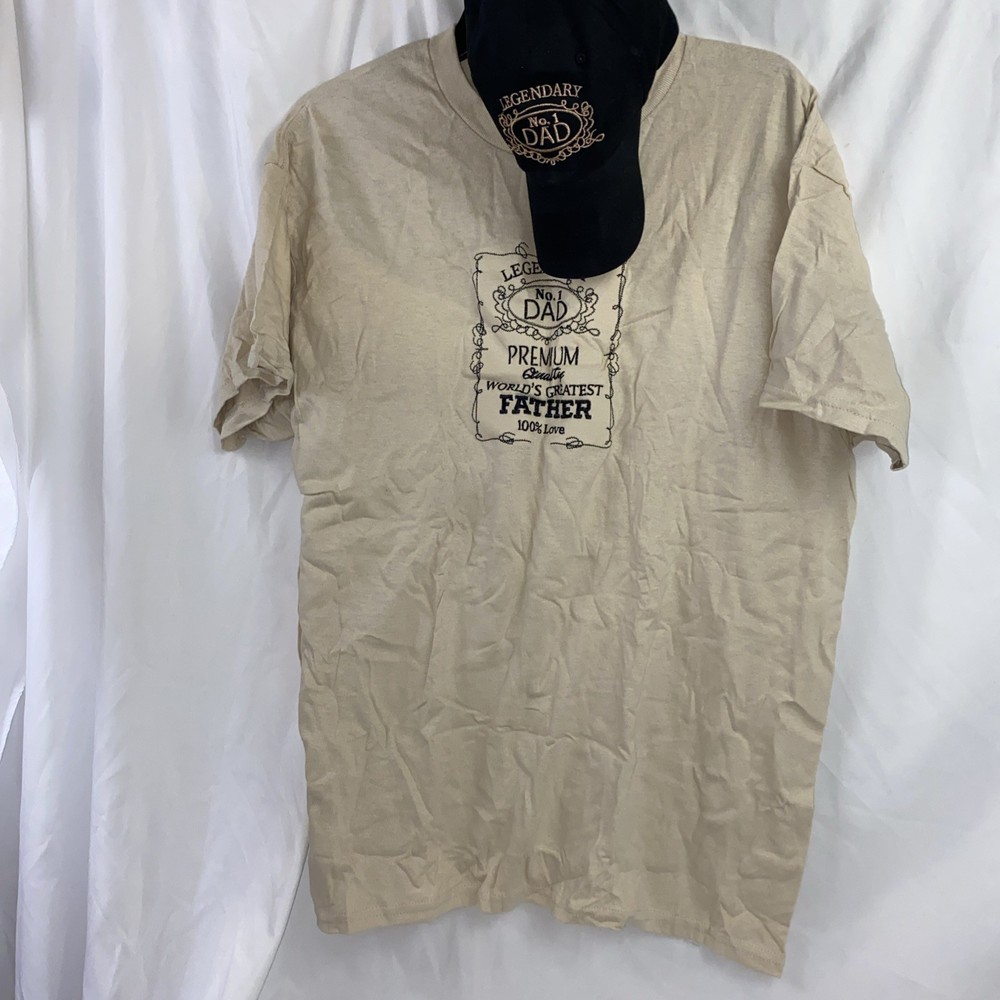 Gilden World’s Greatest Father T-Shirt And Cap # 1 Dad Large NEW Legendary