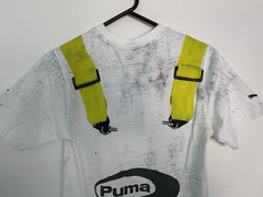 Puma A$Ap Rocky Distressed Seat Belt Graphic White Lime Green T Shirt SAMPLE XXS