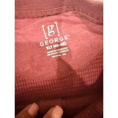 George Mens XLT Henley Shirt Long Sleeve Burgundy Red Waffle Knit Thermal Top