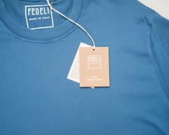 Fedeli $207 French Blue Extreme Giza Organic Cotton Short Sleeve T-Shirt 50 IT M
