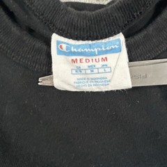 Champion Shirt Mens Medium Black Blue Pink Diagonal Script Big Logo T-Shirt
