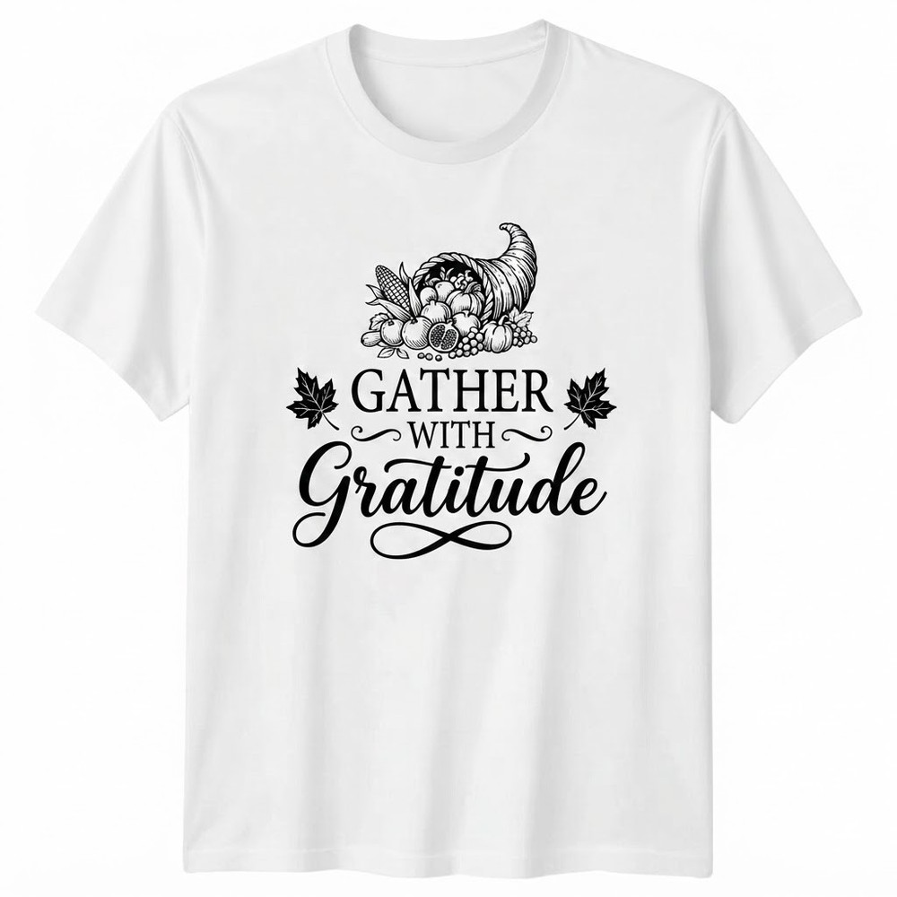 Thanksgiving Gather With Gratitude Fall Harvest Season Graphic T-shirt
