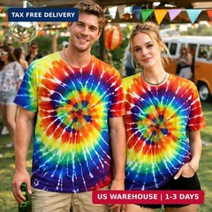 Tie Dye Shirts for Men, Short Sleeve Mens Tie Dye Shirts, Mens Rainbow Tie Dye